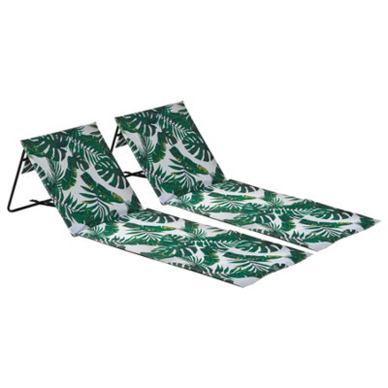 Image of Harbour Housewares Folding Beach Loungers - Banana Leaf - Pack Of 2