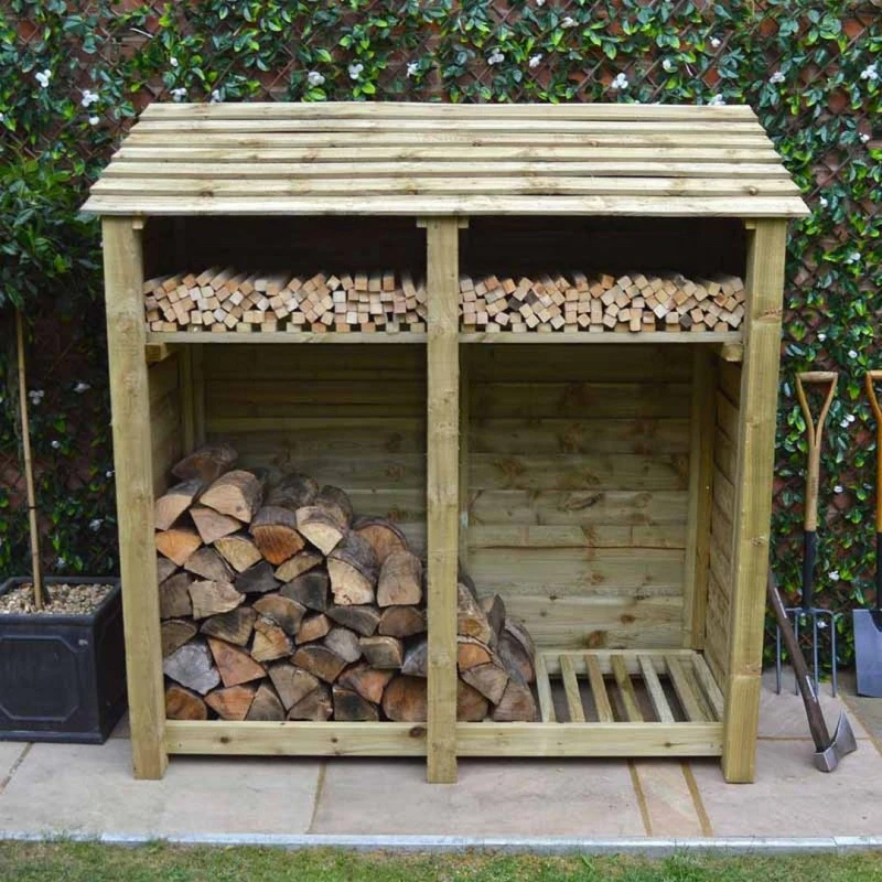Image of Rutland County Garden Furniture Ltd Hambleton 6ft Log Store with Kindling Shelf L80 x W180 x H181cm, Green Green Unisex