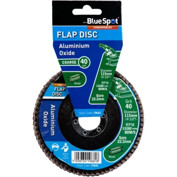 Image of Bluespot - 19681 115mm (4.5') 40 Grit Aluminium Oxide Flap Disc