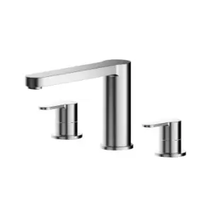 Image of Nuie Arvan Deck Mounted 3 Tap Hole Bath Filler - Chrome