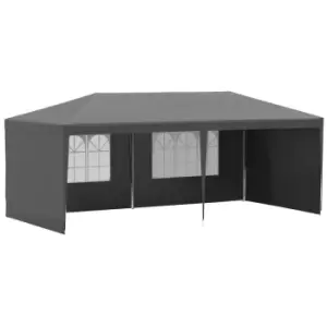 Image of Outsunny 6M X 3M Garden Gazebo Marquee Canopy Party Tent Canopy Patio - Dark Grey