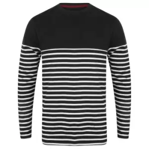 Image of Front Row Mens Long Sleeve Breton Stripe T-Shirt (L) (Navy/White)