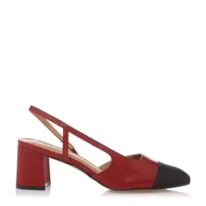 Image of Dune Red Leather 'Crofts' Mid Block Heel Slingbacks - 3
