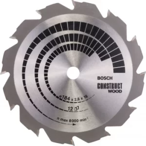 Image of Bosch Construct Wood Cutting Saw Blade 184mm 12T 16mm