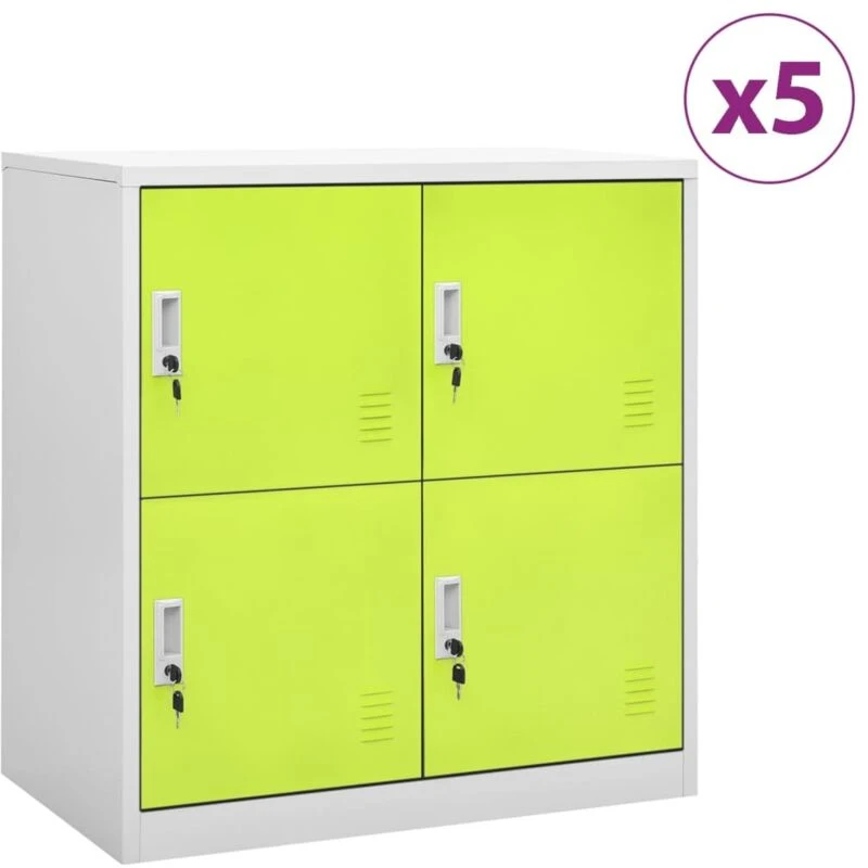 Image of VIDAXL Locker Cabinets 5 pcs Light Grey and Green 90x45x92.5cm Steel Vidaxl 8720286847725