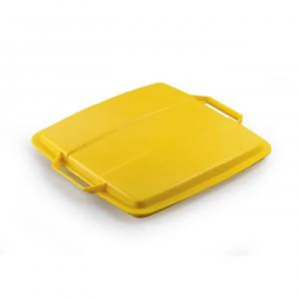 Image of DURABIN Plastic Waste Bin 90 Litre Square Black with Yellow Lid - EXR28489DR