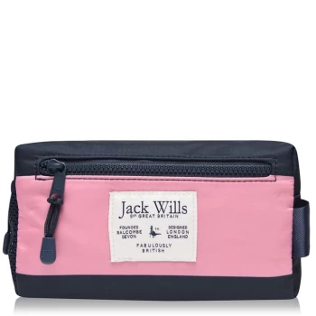 Image of Jack Wills Thorney Wash Bag - Pink Navy Strip