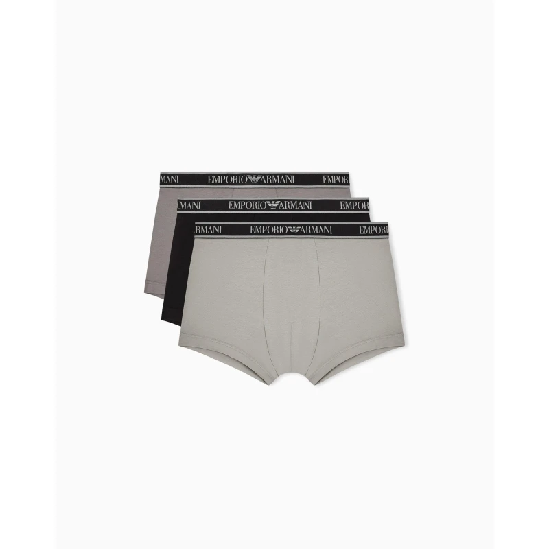 Image of Emporio Armani Mens Core Logo Boxers 3 Pack Black/Grey male Medium