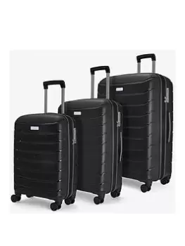 Image of Rock Luggage Prime UYVJP 8 Wheel Black Suitcase 3Pcs Set