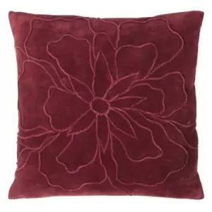 Image of Angeles Floral Velvet Cushion Berry