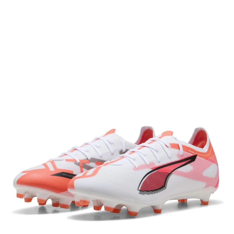 Image of Puma Mens PUMA Ultra 5 Match Firm Ground Football Boots White/Red male 6 (39)