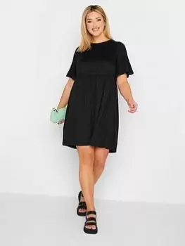 Image of Yours Frill Sleeve Smock Dress - Black, Size 22-24, Women