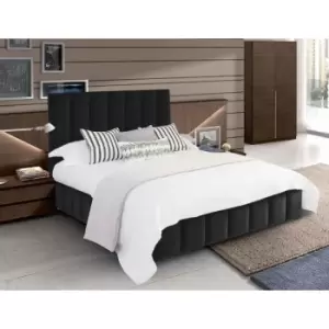 Image of Nora Upholstered Beds - Plush Velvet, Single Size Frame, Black - Black