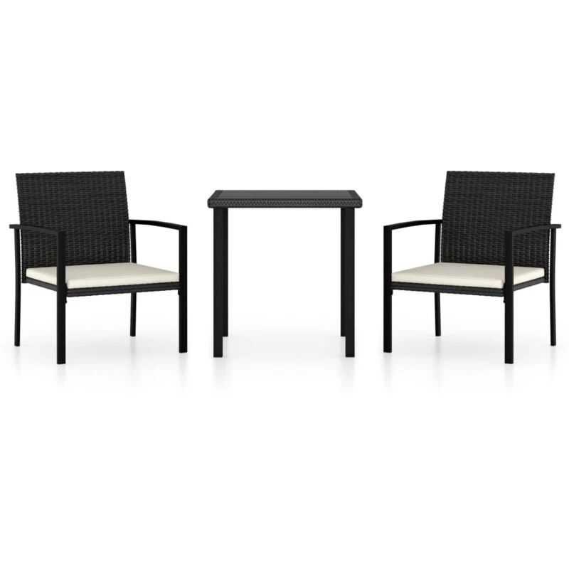 Image of VIDAXL 3 Piece Outdoor Dining Set Poly Rattan Black Vidaxl 8720286943267