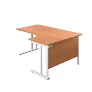 Image of Tc 1800X1200 Twin Upright Right Hand Radial Desk Beech-white + Desk High Ped