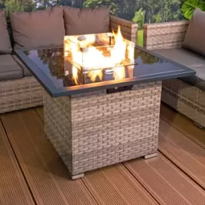 Image of Royal Fire - Cancun Rattan Square Gas Fire Table in Dove Grey