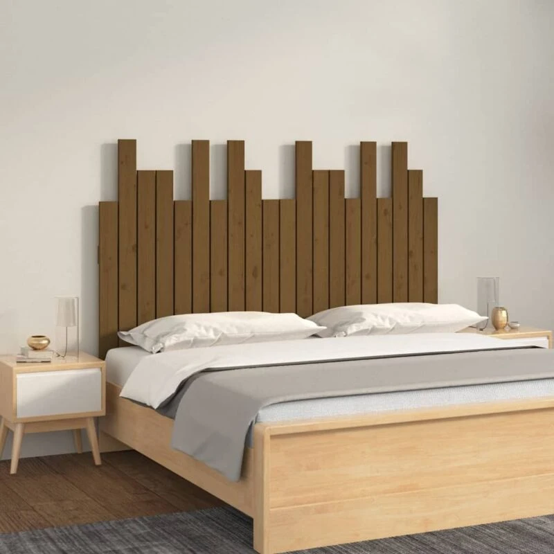 Image of VIDAXL Wall Headboard Honey Brown 127.5x3x80cm Solid Wood Pine Vidaxl 824791