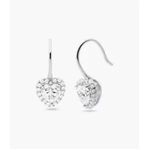 Image of Michael Kors Womens Sterling Heart Drop Earrings - Silver