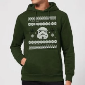 Image of Star Wars Stormtrooper Knit Christmas Hoodie - Forest Green - M