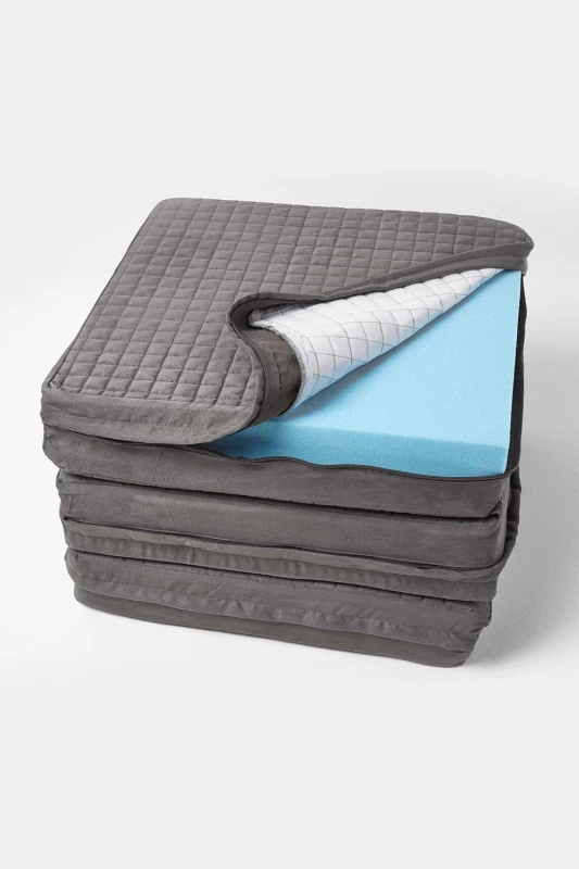 Image of Homescapes Quilted Polyester 3 Seater Orthopaedic Booster Cushion Cover in Grey Grey Unisex