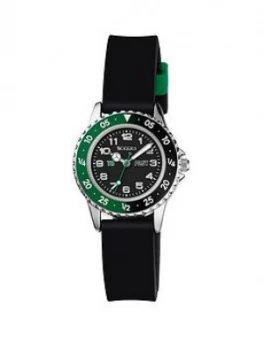 Image of Tikkers Tikkers Black And Green Detail Dial Black Silicone Strap Kids Watch