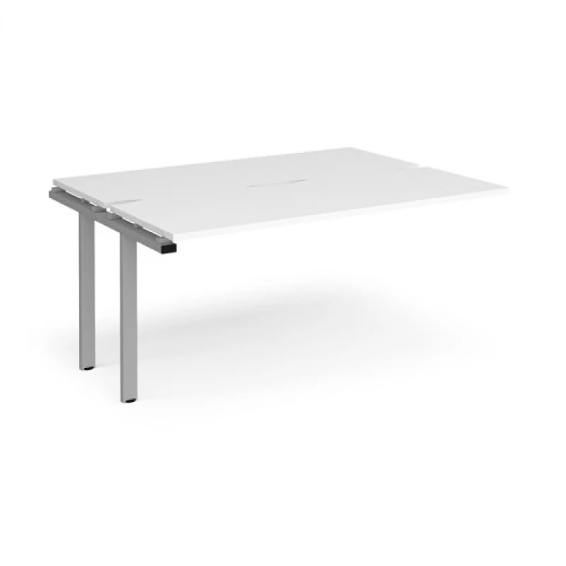 Image of Adapt Bench Desk Add On 2 Person Rectangular Desks 1600mm White Tops With Silver Frames 1200mm Depth Adapt White E1612-AB-S-WH