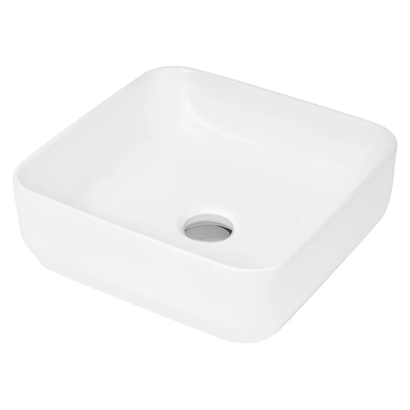 Image of Balterley Square Ceramic Countertop Vessel without Overflow 365mm White