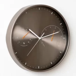 Image of HOMETIME Gunmetal Clock with Temperature & Humidity Gauge