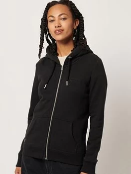 Image of Superdry Vintage Logo Zip Through Hoodie - Black, Size 10, Women