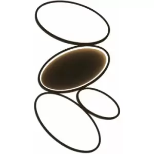 Image of Loops - Textured Black Semi Flush Ceiling Light & White Diffuser - 3000k Warm White led