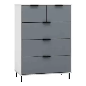 Image of Seconique Madrid 3+2 Drawer Chest - Grey/White Gloss