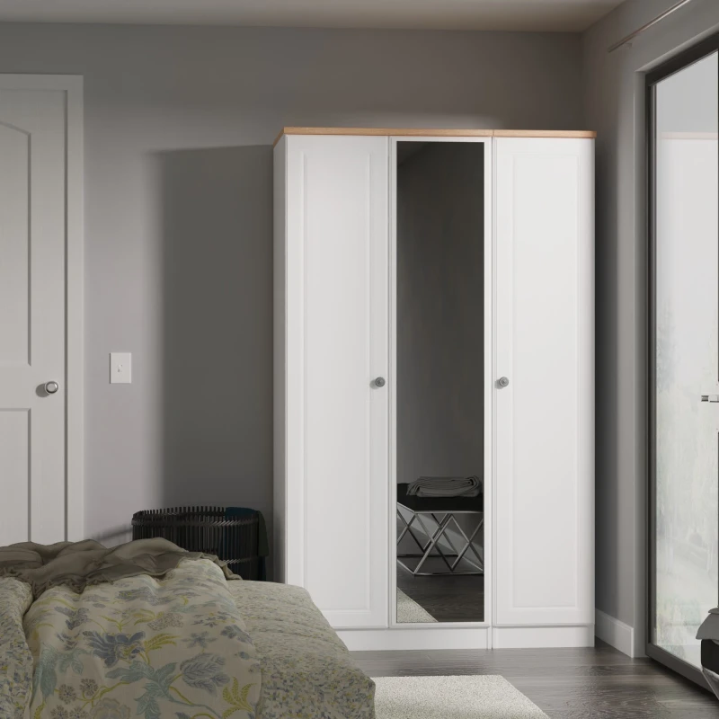 Image of Ready Assembled 2 U Surrey Triple Mirror Wardrobe (Ready Assembled) in White Size: Large White Unisex Large