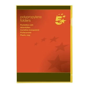 Image of 5 Star Folder Cut Flush Polypropylene Copy-safe Translucent A4 Yellow Pack 25