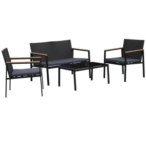 Image of Outsunny 4-Seater Outdoor PE Rattan Table and Chairs Set Black