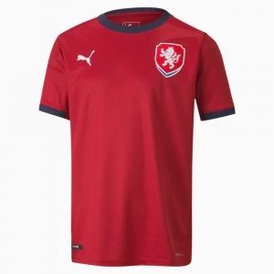Image of Mens PUMA Czech Republic Kids Home Replica Jersey, Chili Red Pepper/Peacoat, size 7-8 Youth, Clothing
