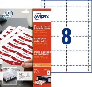 Image of Avery Microperforated Printable Inserts 60x90mm PK160