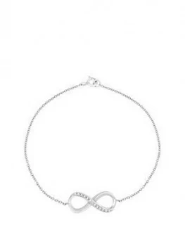 Image of The Love Silver Collection Sterling Silver Cubic Zirconia Infinity Bracelet, One Colour, Women