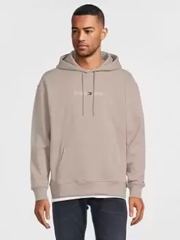 Image of Tommy Jeans Tjm Reg Linear Overhead Hoodie - Dark Beige, Dark Beige Size M Men