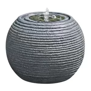 Image of Solar-Powered Spherical Water Feature (H)30Cm Grey