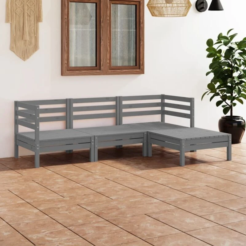Image of VIDAXL 4 Piece Garden Lounge Set Solid Pinewood Grey Vidaxl 8720286685518