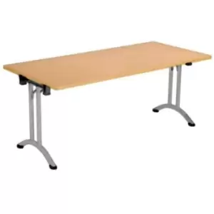 Image of Tc One Union Folding Table 1200 x 700 Silver Frame White Rectangular Top