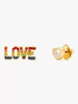 Image of Rainbow Love Asymmetrical Studs - Multi - One Size