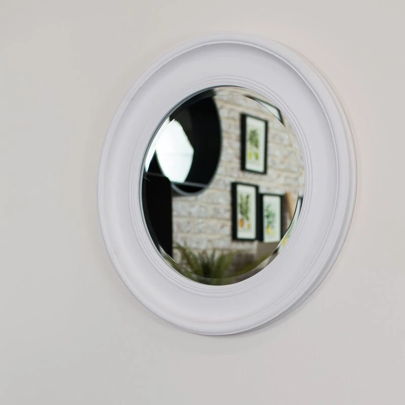Image of Melody Maison Round Vintage White Wall Mirror 60cm X 60cm White