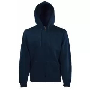 Image of Fruit Of The Loom Mens Zip Through Hooded Sweatshirt / Hoodie (S) (Deep Navy)