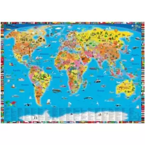 Image of Global Childrens Political Educational Laminated Wall Map 138 X 98 Cm