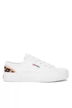 Image of 2630 Stripe Padded Leopard Canvas Trainer