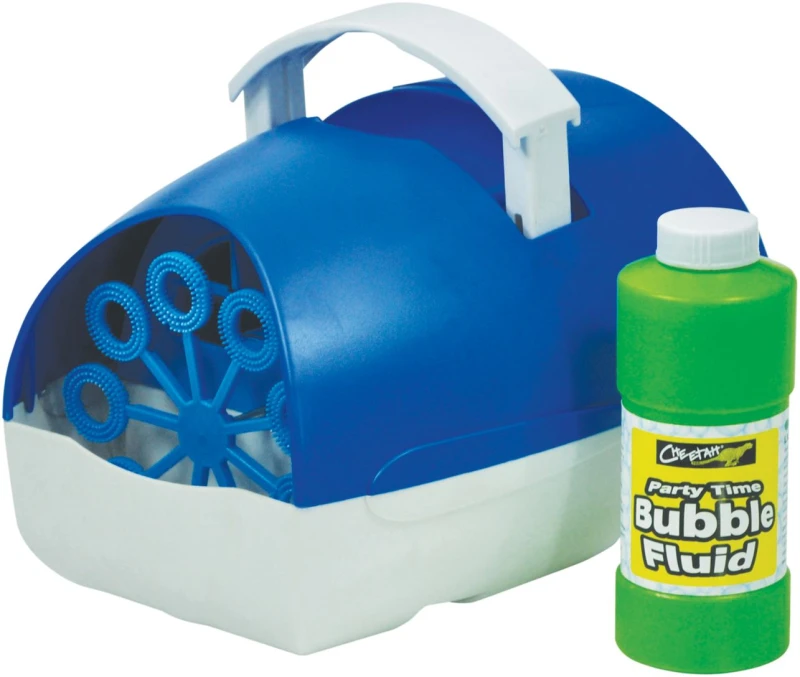 Image of Cheetah Automatic Electric Bubble Machine For Kids - Portable Battery Operated With Fluid Solution - Blue