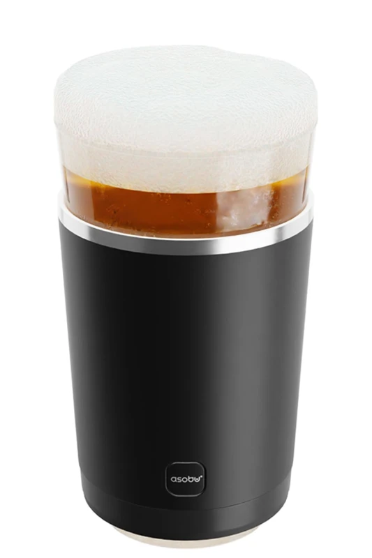 Image of asobu Beer Glass with Vacuum Insulated Double Walled Sleeve 490ml Black Black