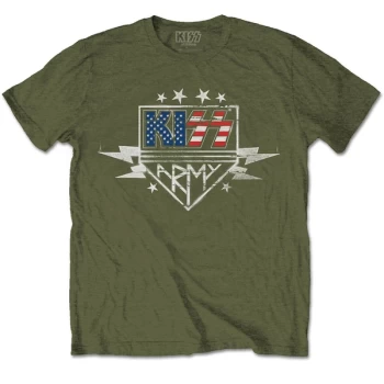 Image of KISS - Army Lightning Unisex Medium T-Shirt - Green