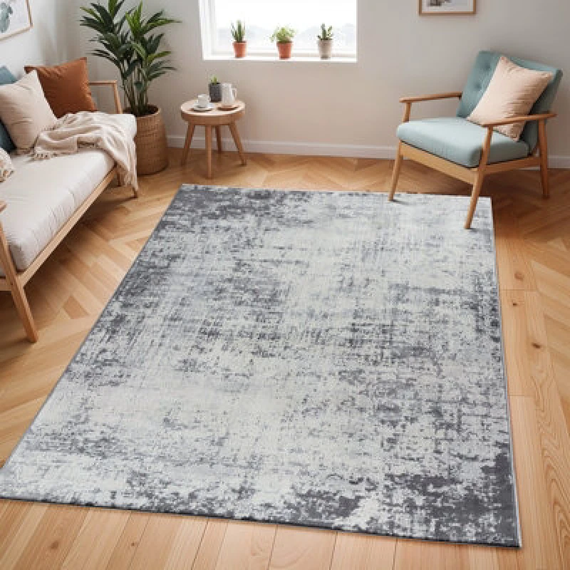 Image of Livabliss Abstract Modern Marble Grey/white Milena Area Rug 120 X 170 Cm - Easy Care, Non Shedding, Ideal For Living Room & Bedroom